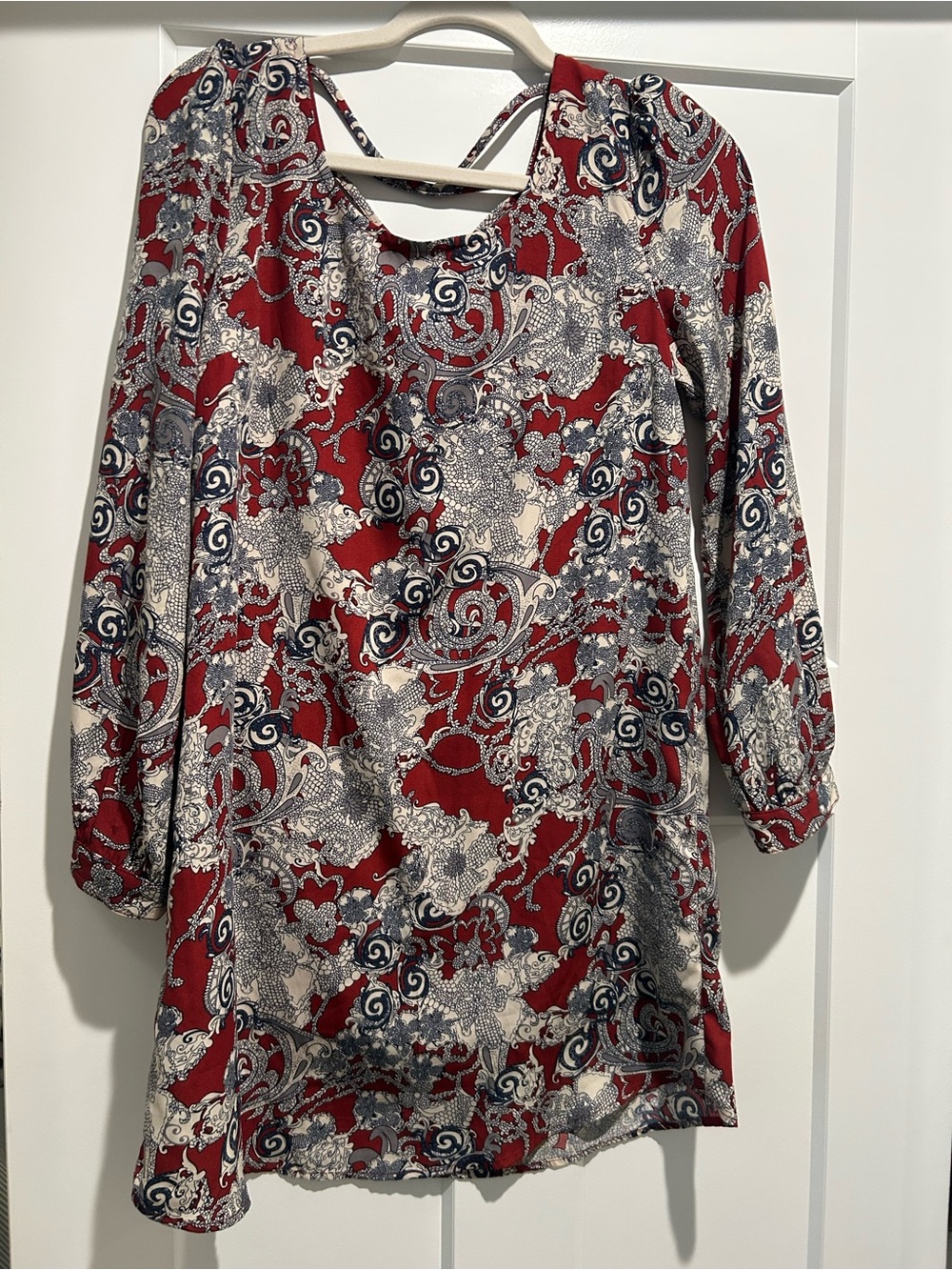 Charming Charlie Red Paisley-Print Tunic Top